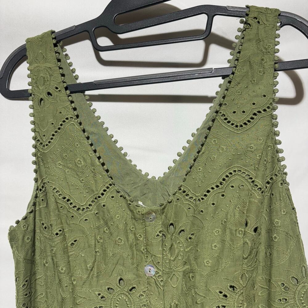 House of Harlow 1960 NWT Olive Green Eyelet Midi Dress Cottagecore Praire Size 4 - Picture 7 of 12
